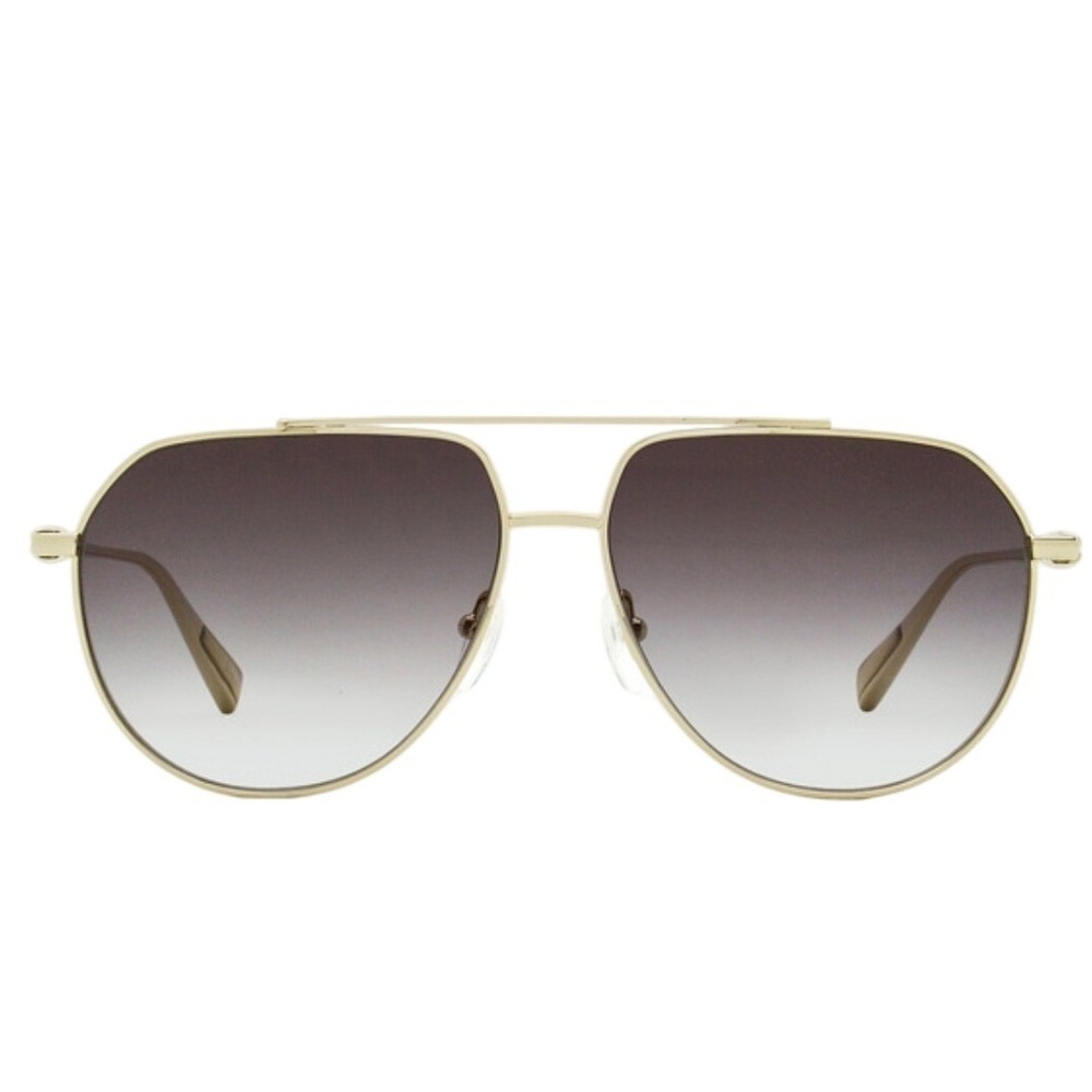 Longchamp LO174S Gold Aviator Sunglasses Brown Gradient Lens Bamboo Temple 57mm